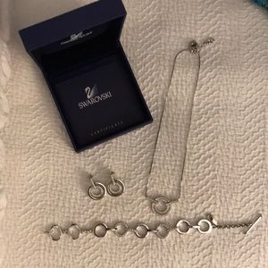 SWAROVSKI circle necklace and earrings jewelry set NO BRACELET